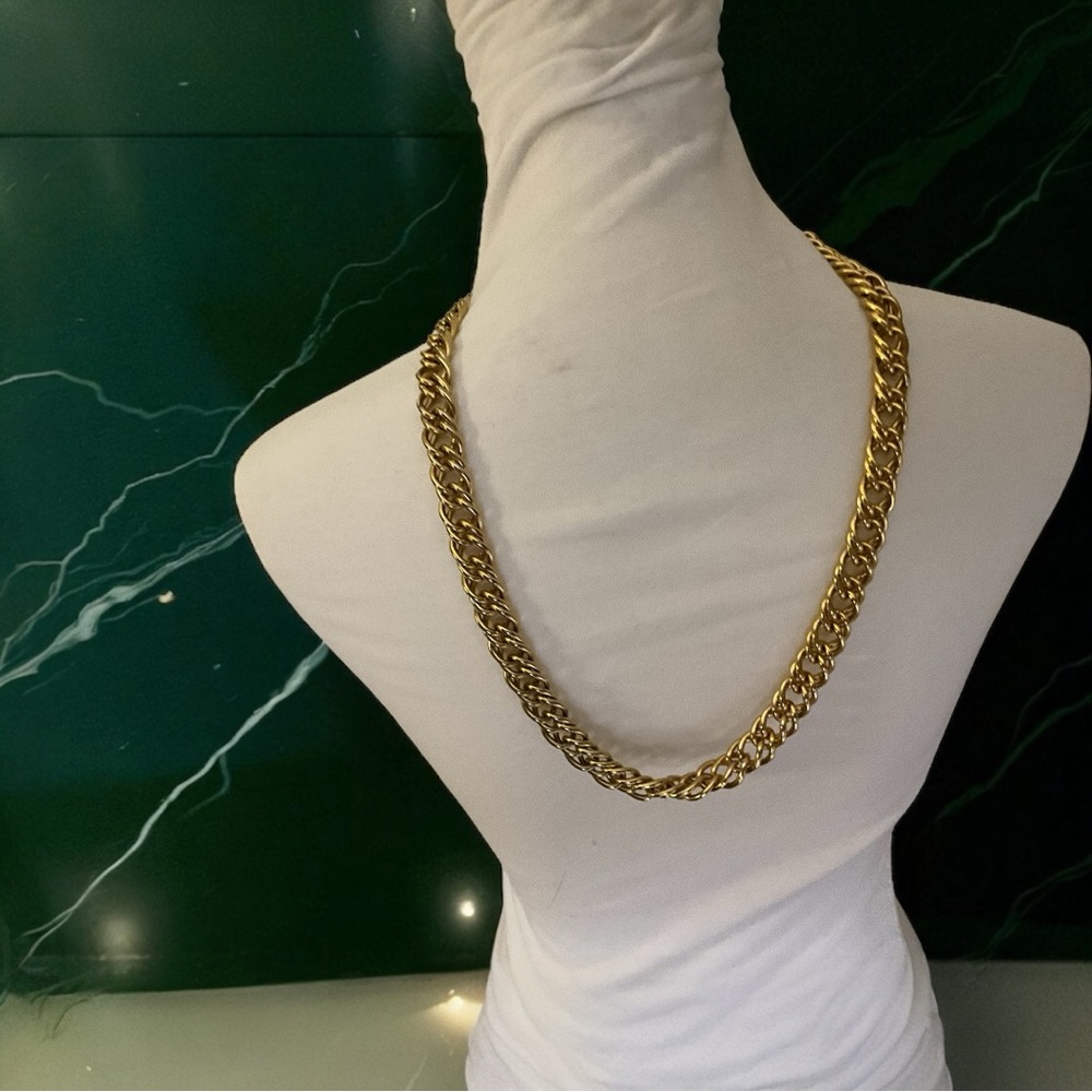 Bold Heavy Gold Toned Metal Chain Necklace Unisex